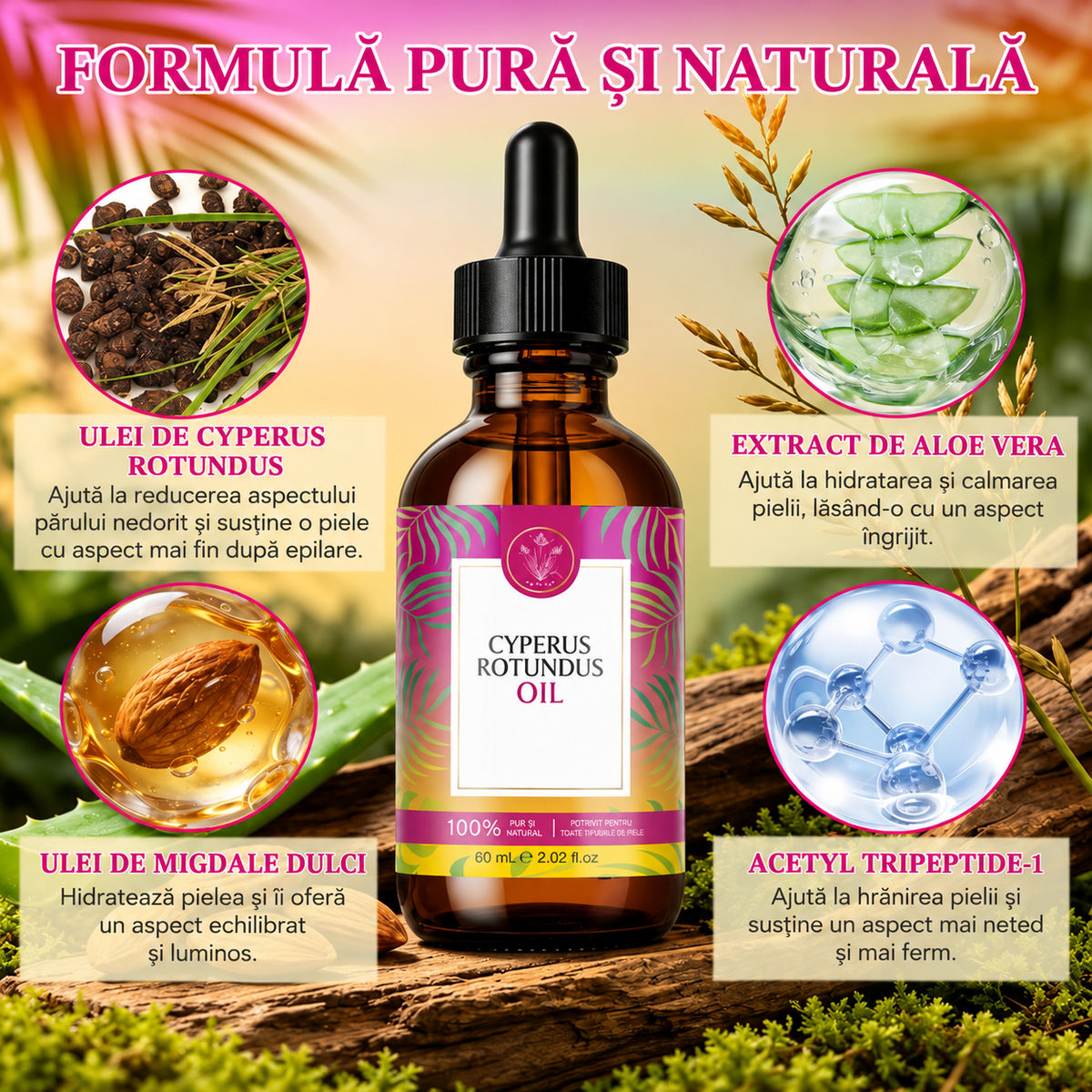 Ulei de Cyperus Rotundus pentru Îngrijirea dupa epilare