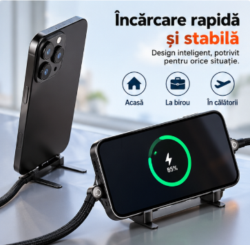 Suport Telefon Pliabil Cablu Încărcare
